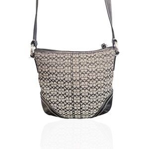 Authentic Coach Women's Black Signature Jacquard Adjustable Strap Crossbody Bag